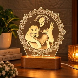 artistic gifts acrylic handcrafted personalized 3d illusion photo lamp for couples customized photo frame night lamp wedding anniversary gift for valentine couple wife husband parents friends