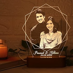 artistic gifts acrylic handcrafted personalized 3d illusion photo lamp for couples customized photo frame night lamp wedding anniversary gift for valentine couple wife husband parents friends