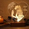Artistic Gifts Personalized Acrylic Heart 3D Illusion LED Photo Lamp for Couples| Customized Photo, Name &amp; Date| Valentine Wedding for Couple, Wife, Husband, Parents.