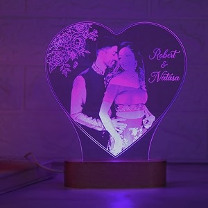 artistic gifts acrylic handcrafted personalized 3d photo lamp for couples customized photo frame color changing night lamp wedding anniversary gift for valentine couple wife husband parents
