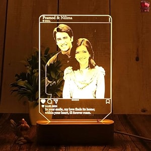 artistic gifts acrylic handcrafted personalized 3d illusion photo lamp for couples customized photo frame night lamp wedding anniversary gift for valentine couple wife husband parents friends