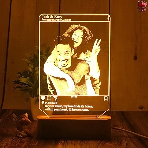 artistic gifts acrylic handcrafted personalized 3d illusion photo lamp for couples customized photo frame night lamp wedding anniversary gift for valentine couple wife husband parents friends