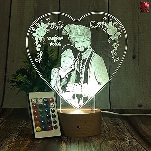 artistic gifts acrylic handcrafted personalized 3d illusion photo lamp for couples customized photo frame night lamp wedding anniversary gift for valentine couple wife husband parents friends