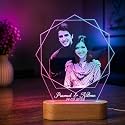 Artistic Gifts Acrylic Handcrafted Personalized 3D Photo Lamp for Couples| Customized Photo Frame Color Changing Night Lamp Wedding, Valentine, Couple, Wife, Husband, Parents.