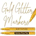 ARTISTRO Glitter Gold Acrylic Paint Markers - 0.7mm Extra Fine-Tip - 2 Set