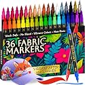 Artistro 36 Dual-Tip Fabric Markers - Fabric Decorating Kit - Permanent for Clothes - No Bleed Pens for T-Shirts, Bags, Textile, Canvas, and More (Brush Tip and Fine Tip)