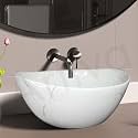 Artiva Art Wash Basin Countertop, Medium Size Tabletop Ceramic Bathroom Sink/Basin, Oval Shape (Lina White 17x13 Inch)