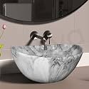 Artiva Ceramic Wash Basin For Table Top/Medium Size Counter Top Glossy Finish Wash Basin For Living Room/Oval Shape (Canyon Silver 17x13 Inch)