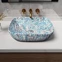 Artiva Designer Ceramic Wash Basin For Bathroom | Over Counter Bathroom Basin | Counter Top Bathroom Sink | Glossy Rectangular Basin (Aqua Blue 13x18 Inch)