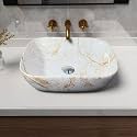 Artiva Designer Ceramic Wash Basin For Bathroom | Over Counter Bathroom Basin | Counter Top Bathroom Sink | Glossy Rectangular Basin (Elegant Brown 13x18 Inch)