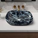 Artiva Designer Ceramic Wash Basin For Bathroom | Over Counter Bathroom Basin | Counter Top Bathroom Sink | Glossy Rectangular Basin (Cloudy Black 13x18 Inch)