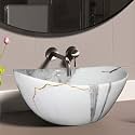 Artiva Glossy Designer Ceramic Bathroom Sink | Medium Size Counter Top Glossy Finish Wash Basin For Living Room | Oval Shape (Thunder White 17X13 Inch)