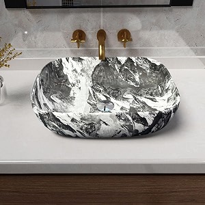 artiva premium counter top wash basin for bathroom  medium size counter top glossy finish wash basin for living room  rectangle shape himalaya black 13x18 inch