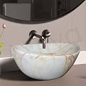 Artiva Premium Counter Top Wash Basin For Kitchen | Medium Size Counter Top Glossy Finish Wash Basin For Living Room | Oval Shape (Marbo Beige 17x13 Inch)