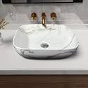 Artiva Premium Counter Top Wash Basin For Bathroom | Medium Size Counter Top Glossy Finish Wash Basin For Living Room | Rectangle Shape (Marble White 13x18 Inch)