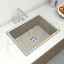 Artiva Quartz Kitchen Sink, German Engineered Technology Single Bowl Kitchen Sink, 21x18x9 Beige Color Granite Quartz Kitchen Sink With Sink Coupling And Hose Pipe (Sand Beige 21x18)