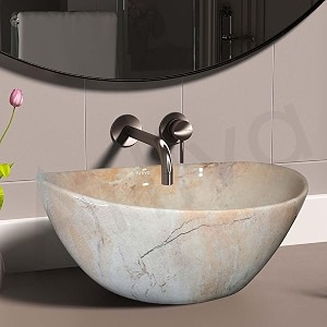 artiva oval ceramic countertop basin sink  bronze marble 17x13 inch