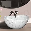 Artiva Table Top Sink For Bathroom | Medium Size Counter Top Glossy Finish Wash Basin For Living Room | Oval Shape (Nero White 17x13 Inch)