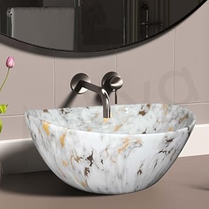 artiva oval ceramic countertop wash basin  alaska gold 17x13 inch