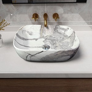 artiva table top wash basin for bathroom  ceramic counter table top basin  premium ceramic countertop basin sink  medium size rectangular basin thunder white 13x18 inch