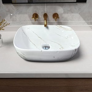 artiva polaris white 13x18 inch rectangular countertop table top basin  premium ceramic material  1834l x 1334b x 534h inches  central drain  polished glossy finish