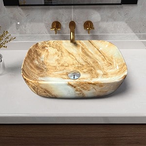 artiva glossy designer ceramic bathroom sink  counter top wash basin for living room  rectangular kitchen sink  medium size saffron marble 13x18 inch