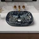 Artiva Marble Design Table Top Sink For Bathroom | Counter Top Glossy Finish Wash Basin For Living Room | Rectangular Medium Size (Lina Black 13x18 Inch)