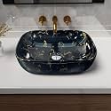 Artiva Marble Design Table Top Sink For Bathroom | Counter Top Glossy Finish Wash Basin For Living Room | Small Size (Phoenix Gold 10x14 Inch)