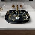 Artiva Marble Design Table Top Sink For Bathroom | Counter Top Glossy Finish Wash Basin For Living Room | Rectangular Medium Size (Porto Black 13x18 Inch)