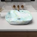 Artiva Table Top Wash Basin For Bathroom(13"x18" Inch) | Ceramic Counter Table Top Basin | Premium Ceramic Countertop Basin Sink | Oval Basin | Medium Size (Osian Green 13x18 Inch)