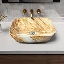 Artiva Glossy Designer Ceramic Bathroom Sink | Counter Top Wash Basin For Living Room | Rectangular Kitchen Sink | Medium Size (Saffron Marble 13x18 Inch)
