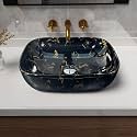 Artiva Marble Design Table Top Sink For Bathroom | Counter Top Glossy Finish Wash Basin For Living Room | Rectangular Medium Size (Phoenix Gold 13x18 Inch)