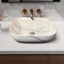 Artiva Table Top Wash Basin For Bathroom | Ceramic Counter Table Top Basin | Premium Ceramic Countertop Basin Sink | Medium Size Rectangular Basin (Marmi Beige 13x18 Inch)