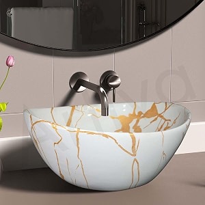 artiva wash basin table top for bathroom  medium size counter top glossy finish wash basin for living room  oval shape porto white 17x13 inch