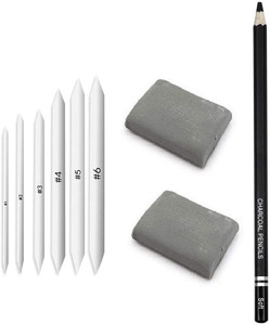 artkraft kneadable eraser and white paper blending stumps