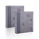 Artmag Photo Album 5x7 2 Packs Clear Pages Pockets Leather Cover Slip Slide in Photo Album Book Each Holds 50 Vertical 5x7 Photos Picture Book for Wedding Family (Grey)