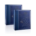 Artmag Photo Album 5x7 2 Packs Clear Pages Pockets Leather Cover Slip Slide in Photo Album Book Each Holds 50 Vertical 5x7 Photos Picture Book for Wedding Family (Blue)