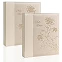 Artmag Photo Album 5x7 2 Packs Clear Pages Pockets Leather Cover Slip Slide in Photo Album Book Each Holds 50 Vertical 5x7 Photos Picture Book for Wedding Family (Beige)