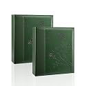 Artmag Photo Album 5x7 2 Packs Clear Pages Pockets Leather Cover Slip Slide in Photo Album Book Each Holds 50 Vertical 5x7 Photos Picture Book for Wedding Family (Dark Green)