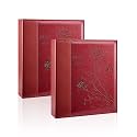 Artmag Photo Album 5x7 2 Packs Clear Pages Pockets Leather Cover Slip Slide in Photo Album Book Each Holds 50 Vertical 5x7 Photos Picture Book for Wedding Family (Red)