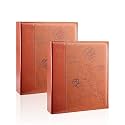 Artmag Photo Album 5x7 2 Packs Clear Pages Pockets Leather Cover Slip Slide in Photo Album Book Each Holds 100 Vertical 5x7 Photos Picture Book for Wedding Family (Brown)