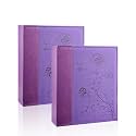 Artmag Photo Album 5x7 2 Packs Clear Pages Pockets Leather Cover Slip Slide in Photo Album Book Each Holds 100 Vertical 5x7 Photos Picture Book for Wedding Family (Purple)