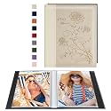 Artmag Photo Album 5x7 Clear Pages Pockets Leather Cover Slip Slide in Photo Album Book Holds 50 Vertical 5x7 Photos Picture Book for Wedding Family (Beige)