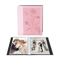 Artmag Photo Album 5x7 Clear Pages Pockets Leather Cover Slip Slide in Photo Album Book Holds 50 Vertical 5x7 Photos Picture Book for Wedding Family (Pink)