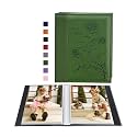 Artmag Photo Album 5x7 Clear Pages Pockets Leather Cover Slip Slide in Photo Album Book Holds 50 Vertical 5x7 Photos Picture Book for Wedding Family (Dark Green)