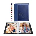 Artmag Photo Album 5x7 Clear Pages Pockets Leather Cover Slip Slide in Photo Album Book Holds 50 Vertical 5x7 Photos Picture Book for Wedding Family (Blue)