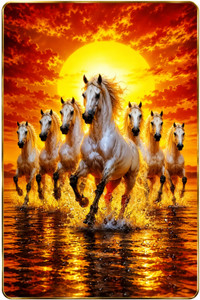 ArtMantra Vastu Seven Running White Horses with
