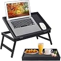 Artmeer FSC-Certified Bamboo Bed Tray Table, Tilting Top, Large, Black