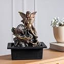 The Artment Mystic Canopy Rainforest Tree Trunk Shape Indoor Table Top Showpiece for Living Room, Office, Home Decor Waterfall Fountain with LED Lights | 14 Inch, Grey