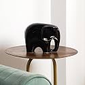 The Artment your artistic apartment Glossy Black Ceramic Elephant Showpiece: Elegant Décor for Living Room, Bedroom, Office, Table Top or Desk Accent Regular Size